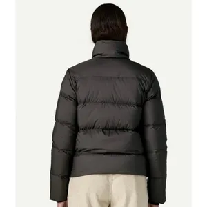 Patagonia Matte Black Silent Down Jacket Women's Size Small Snap Button Classic thumbnail 2