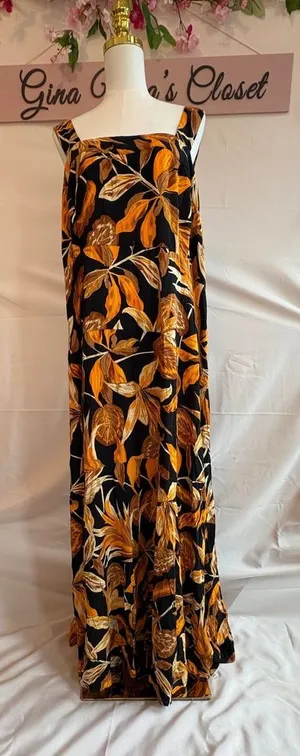Vince Camuto Women's 2X Floral Maxi Dress Black Orange Brown Sleeveless thumbnail 1