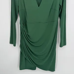 Eloquii Ruched V-Neck Sheath Dress 16 Green Long Sleeve Party Wedding Guest Chic thumbnail 4