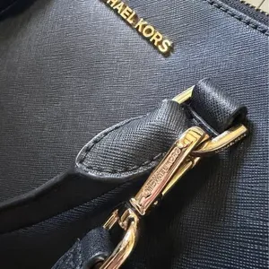 Michael Kors Cindy Large Dome Satchel Black & Gold Shoulder Bag Purse thumbnail 5