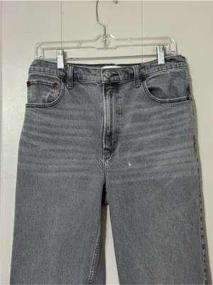 Abercrombie The 90s Straight Jeans Ultra High Rise Gray Wash Size 10 thumbnail 2