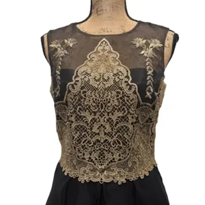 Marchesa Notte Sleeveless Embroidered Homecoming‎ Dress Black Gold Size 6 thumbnail 2