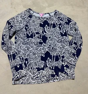 Lilly Pulitzer Navy Zebra Print Long Sleeve Top medium thumbnail 1