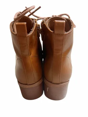 LOFT Brown Lace Up Vegan Leather Block Heel Boots Size 5.5 thumbnail 6