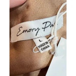 NWT Emory Park Bronze‎ Satin Ruched Mini Dress Square Neck Long Sleeve L thumbnail 8