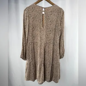 Abercrombie & Fitch Tan Long Sleeve Mini Dress in Leopard Tan‎ Black Medium thumbnail 4
