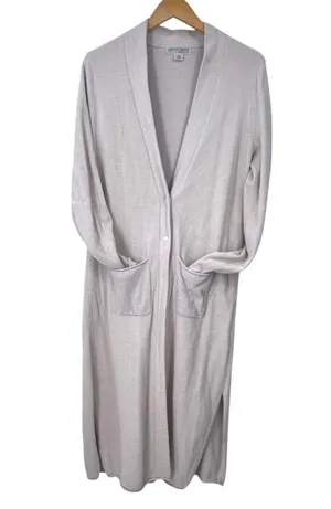 Barefoot Dreams | M | Long Duster Cardigan Lounge Robe Ecru Style 496 Women's thumbnail 1