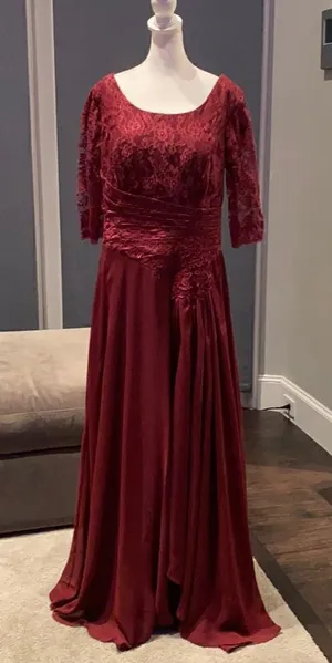 Women’s Long Chiffon Half Sleeve Mother of the Bride Prom Party Dress 14-16 NWOT thumbnail 1
