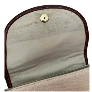 Linea Nuova canvas/leather top handle bag Satchel Woven Neutral thumbnail 4