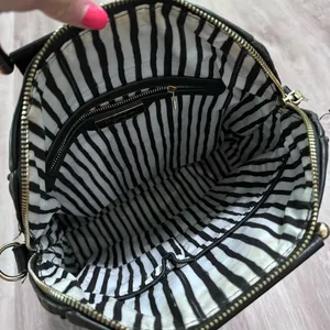 Black Bookbag Purse Quilted Large Handbag Diaper Bag thumbnail 7