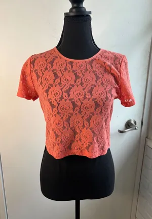 Anthropologie Floral Lace Crop Top medium layered maximalist boho‎ prairie thumbnail 1