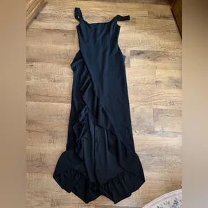 Lulu's Immaculate Excellence Black Sleeveless Ruffled Tulip Maxi Dress thumbnail 6