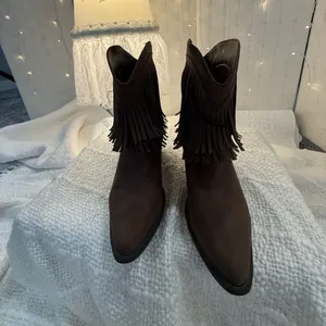 Roper Dark Brown Fringe Ankle Boots Size 6 thumbnail 2