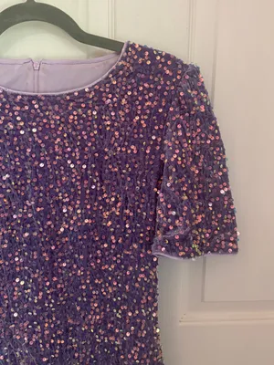SHEIN Short Sleeve Purple Sequined Mini Dress thumbnail 6