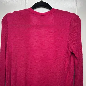 LOFT Silk Ramie Blend Long Sleeve Open Front Women's Pink Cardigan Size Medium thumbnail 9