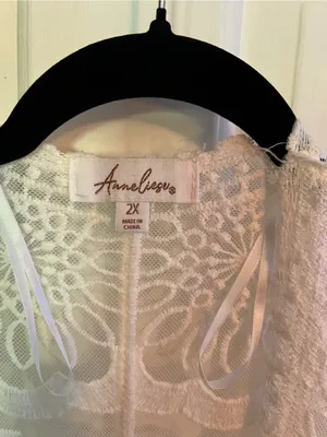 White Lace Embroidered Duster Kimono 2x thumbnail 3