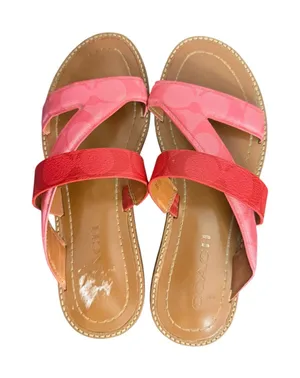 Coach Pink Leather Harlan Crossover Sandals thumbnail 1