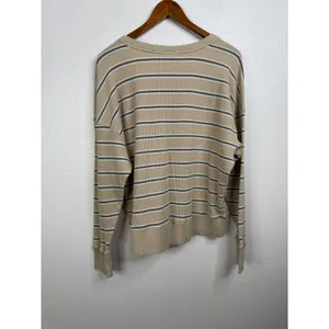Aerie Offline Striped Waffle‎ Knit Long Sleeve Shirt Size Medium thumbnail 2