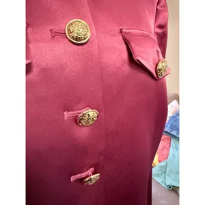 Cinq a Sept Mauve Satin Cropped Jacket Gold Crest Buttons Size 8 thumbnail 3