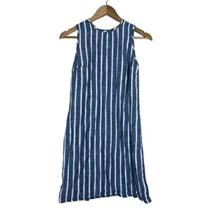 St. Tropez West Striped Linen Shift Dress Blue White Coastal Sleeveless Size 2 thumbnail 2