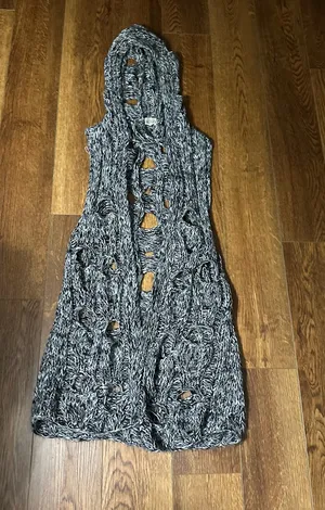 Love Culture Black & White Marled Knit cardigan is a size Large. thumbnail 6