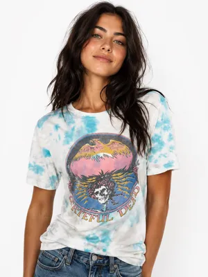 Junk Food Grateful Dead Tie Dye Graphic Tee XS Blue White Skull Roses Eagle Tee thumbnail 1