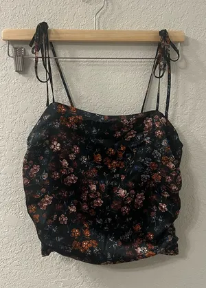 Abercrombie & Fitch Square Neck Crop‎ Top in Navy thumbnail 1