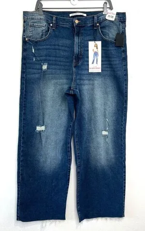 Celebrity Pink Jeans 21/35 Hi-Rise Relaxed Straight Raw‎ Hem Distressed Y2K 90s thumbnail 1