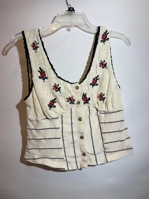 Free People Rose Bud Knit Top Cotton Blend Long Sleeve Size M thumbnail 2