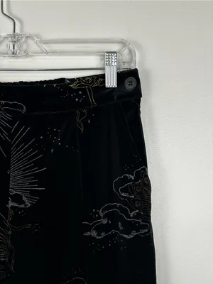 Disturbia‎ Adelina Foil Print Velour Wide Leg Trousers Women’s Sz 6 thumbnail 5