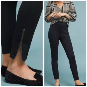 Anthropologie The Essential Slim Ankle Zip Pant Black Women's Size 0 Minimalist thumbnail 2