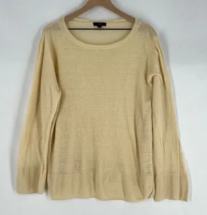 J. Crew Cream‎ Lightweight Linen Relaxed Fit Long Sleeve Sweater Size S thumbnail 1