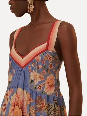 NWT Farm Rio Blue Superbloom Tapestry Maxi Dress thumbnail 4