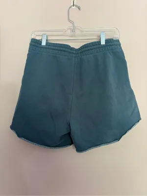 Aritzia TNA Cozy Fleece Cutoff Boyfriend Sweat Shorts Blue Small thumbnail 3