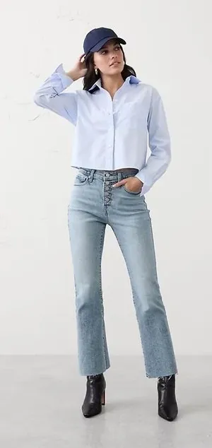 Banana Republic Bootcut High-Rise Cropped Jean Light Wash Button Fly 28/6 NEW‎ thumbnail 1