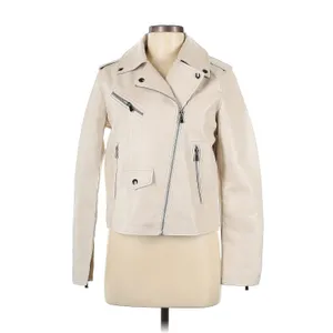 Lulus Out for the Night Beige Vegan Leather Moto Jacket XS NWT thumbnail 4