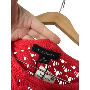 Sanctuary Red Crochet Knit Sleeveless Mini Shift Dress Size XL Lined NEW thumbnail 5