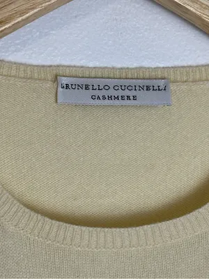Brunello Cucinelli Cashmere Butter Yellow Cashmere Top Sz S thumbnail 3