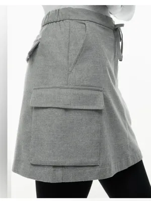 Aritzia Babaton Medium Cape Cargo Mini Skirt Grey Office Work Drawstring Minimal thumbnail 2