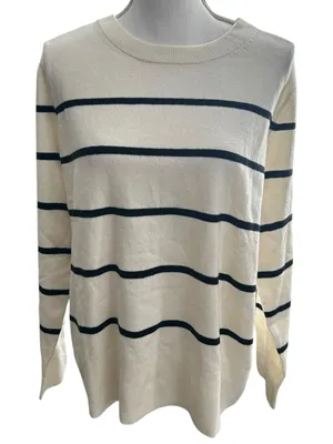 a new day Cream and Navy Striped Crewneck Sweater thumbnail 1