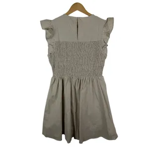 NWT English Factory Smocked Ruffle Sleeve Dress Sz M‎ Beige Fit & Flare Neutral thumbnail 4