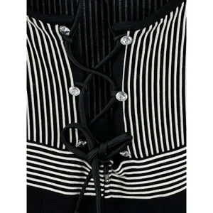BARI‎ JAY Vintage Long Sleeveless Cocktail Dress Sz 11/12 Striped Corset Back thumbnail 4