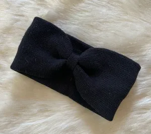 Solid Black Knotted Winter Headband thumbnail 1