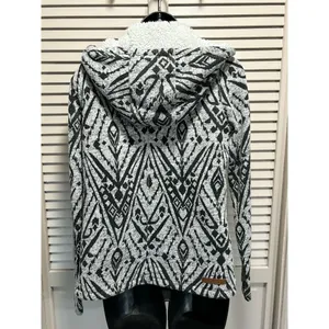 Billabong Light Gray/Black Aztec Zip Up‎ Fabric Hood Jacket Size S Pocket Logo thumbnail 5