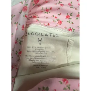 Blogilates Ballerina Skort Floral Tiered Mesh Skirt with Pockets Pink Cream M thumbnail 5