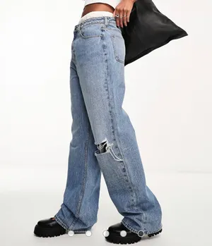 As Seen On Screen NWT DESIGN dad jeans in mid blue with rips. Size 30/32. thumbnail 5