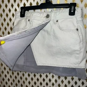 Zara grey denim mini skirt layered crossover design with a contrasting gray Y2K thumbnail 3