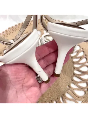 White House Black Market Gold Detail Strappy White Leather Sandal Size 8.5 thumbnail 9