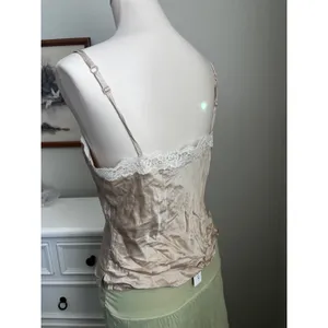 Mossimo Womens Champagne 100% Silk Lace Trim Camisole Tank Top Medium thumbnail 3