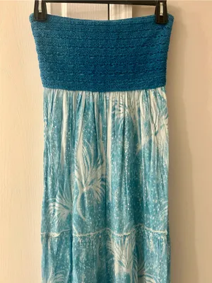 Chaudry Strapless Turquoise Maxi Dress with Smocked Bodice thumbnail 2